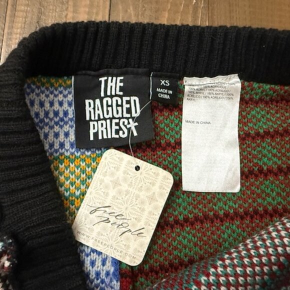 Free People X The Ragged Priest Mix Knit Multicolor Flare Boho Pants Size XS NWT - Picture 5 of 6